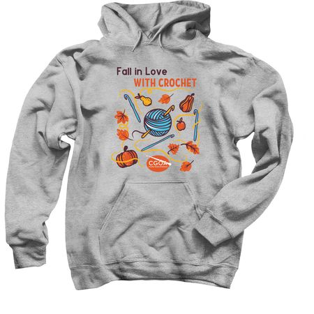 Fall in Love with Crochet, a Sport Grey Pullover Hoodie