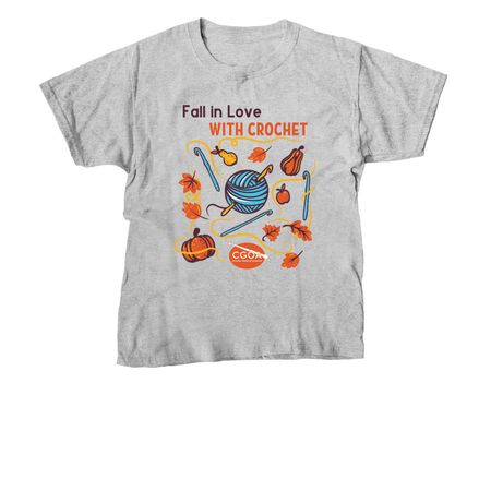 Fall in Love with Crochet, a Sport Grey Youth Unisex Tee
