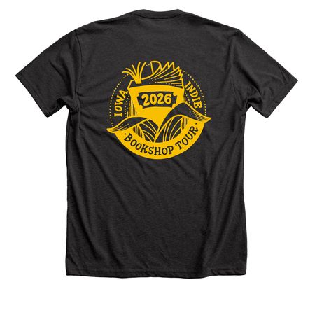 Iowa Indie Bookshop Tourist, a Dark Grey Heather Premium Unisex Tee (back-view)
