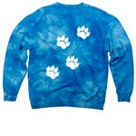 Wildcat Pride Tie Dye Tops-white printing, a Aqua Blue Tie Dye Crewneck Sweatshirt (back-view)
