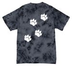 Wildcat Pride Tie Dye Tops-white printing, a Black Crystal Tie Dye Tee (back-view)