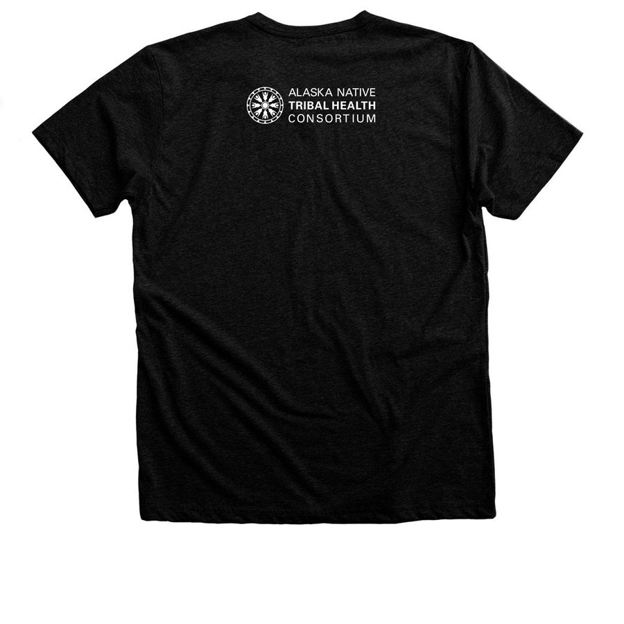 4E Apparel, a Black Heather Premium Unisex Tee (back-view)
