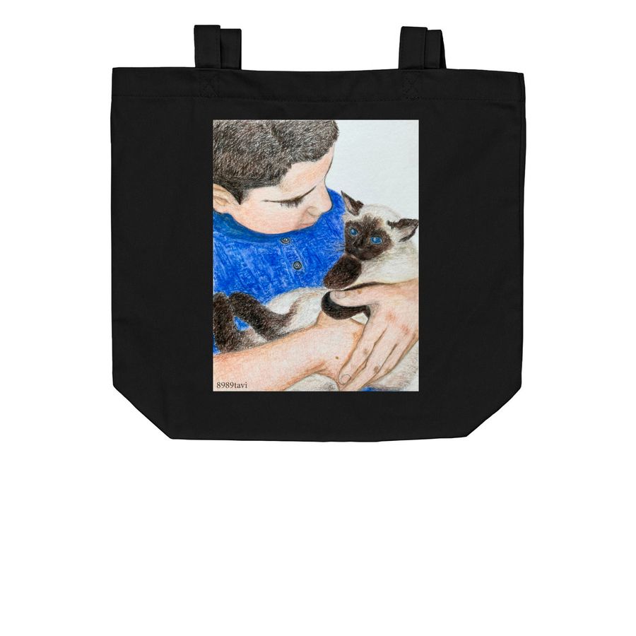 Help Abdullah Feed and Care for Gaza's Strays, a Black Organic Cotton Tote Bag