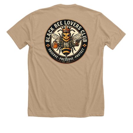 Thee Bee Keeping Club, a Heather Sand Dune Premium Unisex Tee (back-view)
