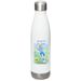 Remember to hydrate&nbsp;, a White Stainless Steel Water Bottle (back-view)
