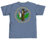 EBBA logo front, meet back, a Blue Jean Comfort Colors Unisex Tee (back-view)