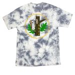 EBBA logo front, meet back, a Grey Crystal Tie Dye Tee (back-view)