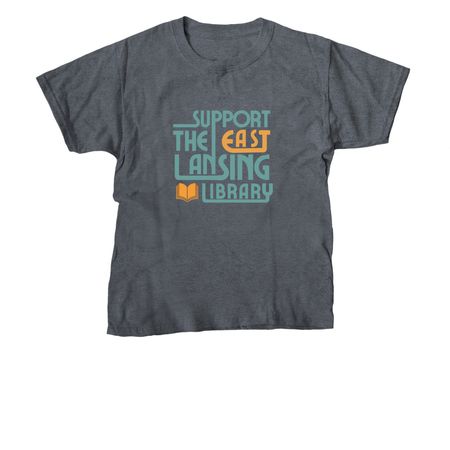 Support The&nbsp;East Lansing Library, a Dark Heather Youth Unisex Tee