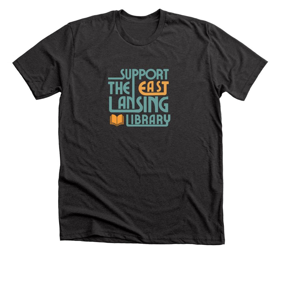 Support The&nbsp;East Lansing Library, a Dark Grey Heather Premium Unisex Tee