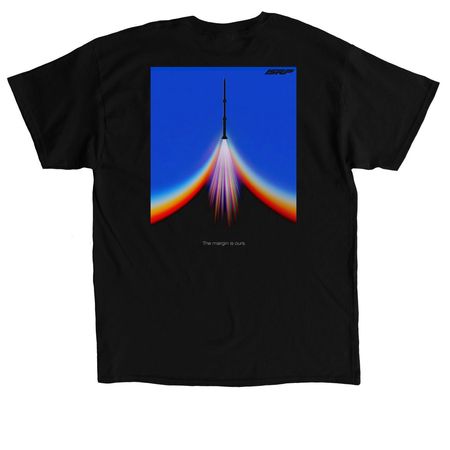 "The margin is ours.", a Black Classic Unisex Tee (back-view)