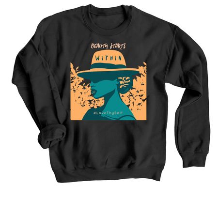 Beauty Within, a Black Crewneck Sweatshirt