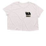 Community Cat Angels, a Heather Dust Women?s Flowy Cropped Tee (back-view)