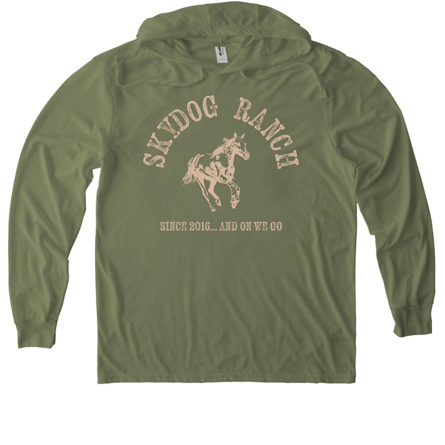 LILY SHIRT for Skydog's 10th Anniversary, a Olive You Green Allmade Eco Triblend Hoodie Tee