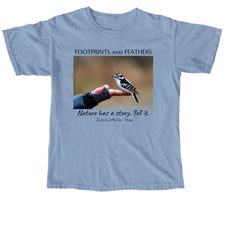 The Footprints and Feathers signature! &nbsp;, a Washed Denim Comfort Colors Unisex Tee