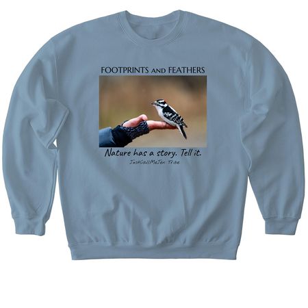 The Footprints and Feathers signature! &nbsp;, a Stone Blue Softstyle Crewneck Sweatshirt