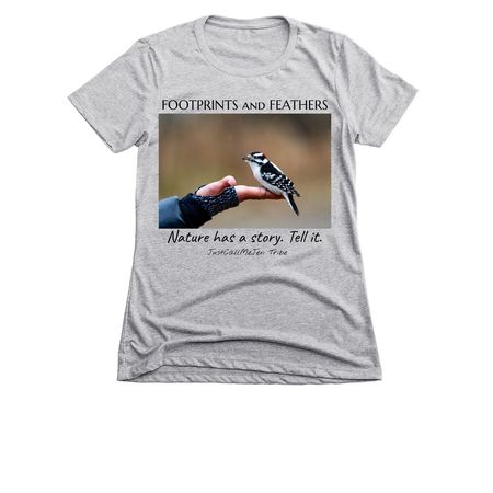 The Footprints and Feathers signature! &nbsp;, a Dark Heather Grey Women's Slim Fit Tee