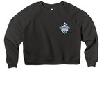Hooray, Hes kicked the ball, a Black Women's Premium Cropped Raglan Sweatshirt (back-view)