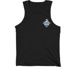 Hooray, Hes kicked the ball, a Black Premium Cotton Tank (back-view)