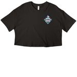 Hooray, Hes kicked the ball, a Black Women?s Cropped Cotton Tee (back-view)