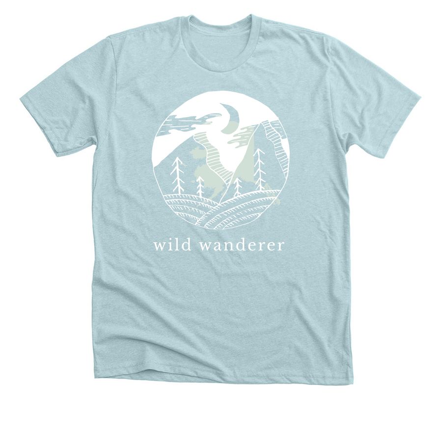 Stone blue tea shirt, a Heather Ice Blue Premium Unisex Tee