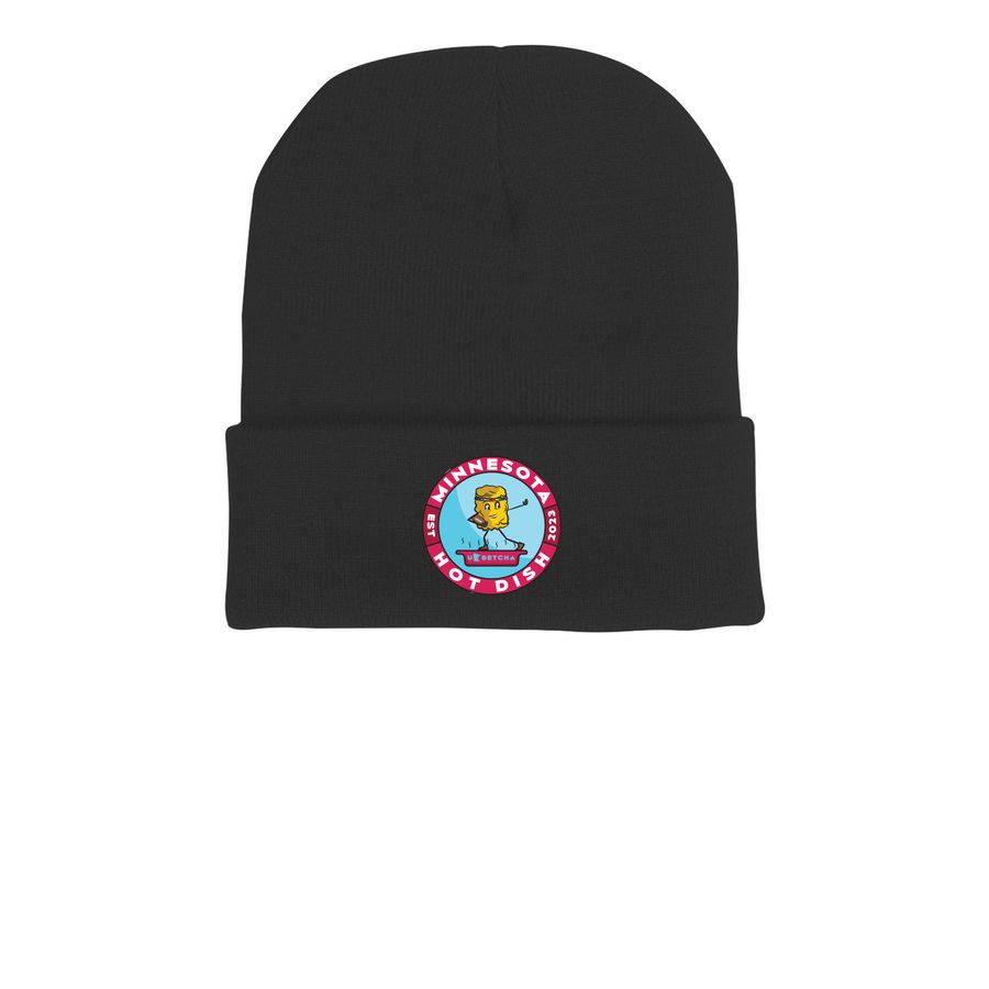 Minnesota Hot Dish Winter Beanie, a Black Printed Cuffed Beanie