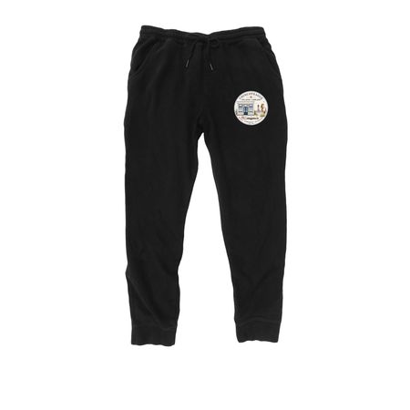 Chincoteague Island Library, a Black Midweight Fleece Joggers