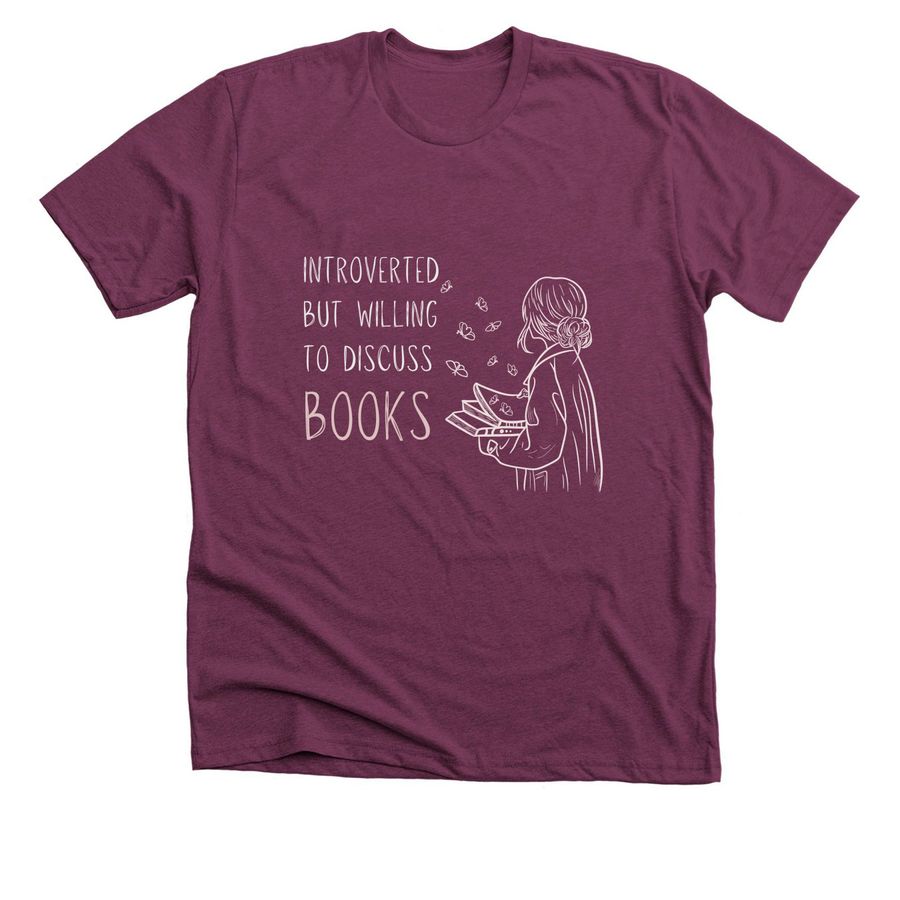 Introverted Reader., a Heather Maroon Premium Unisex Tee