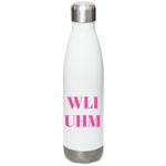 She Leads at M?noa cup, a White Stainless Steel Water Bottle (back-view)
