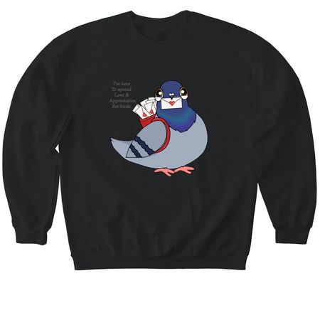 Pigeon love, a Black Softstyle Crewneck Sweatshirt