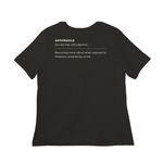 Antifragile, a Black Women?s Relaxed Cotton Tee (back-view)