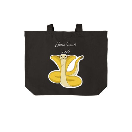 2026 Green Court Tote, a Deep Black Cotton Canvas Tote Bag