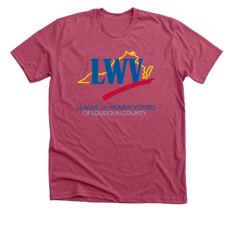 League of Women Voters of Loudoun County, a Heather Raspberry Premium Unisex Tee