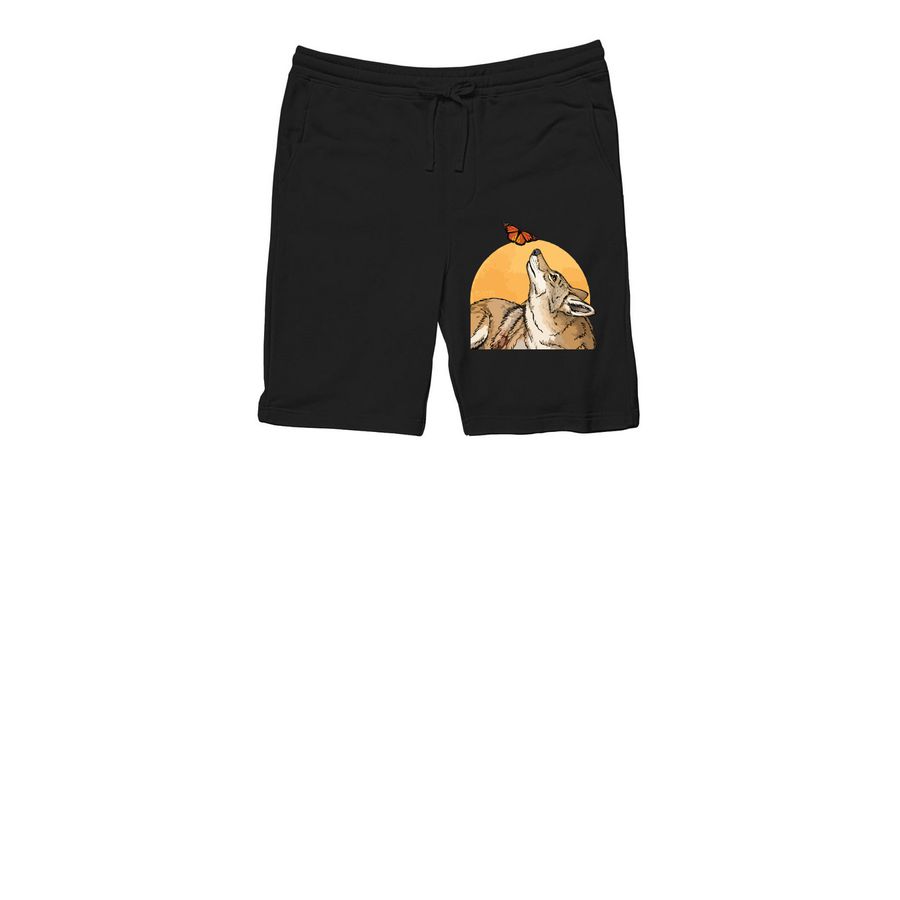 COYOTE RESPECT, a Black Midweight Fleece Shorts
