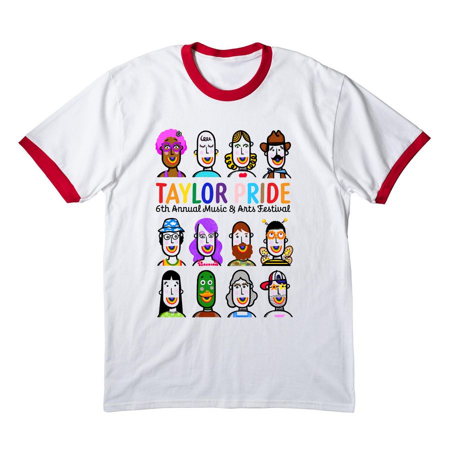 2026 Taylor Pride - Classic Ringer Tee, a White/ Red Cotton Ringer Tee