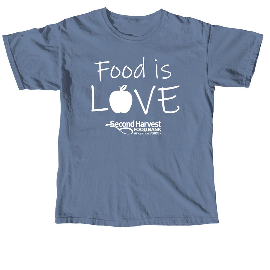 Food Is Love, a Blue Jean Comfort Colors Unisex Tee