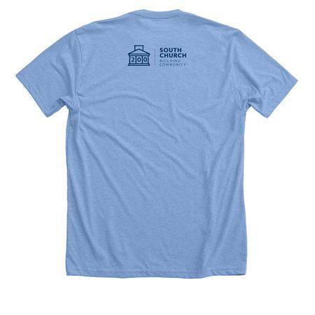 South Church 200th/2026 Pocket Garden Tour, a Heather Carolina Blue Premium Unisex Tee (back-view)