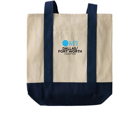 MPI DFW Tote Bag, a Natural/Navy Two-Tone Grocery Tote Bag