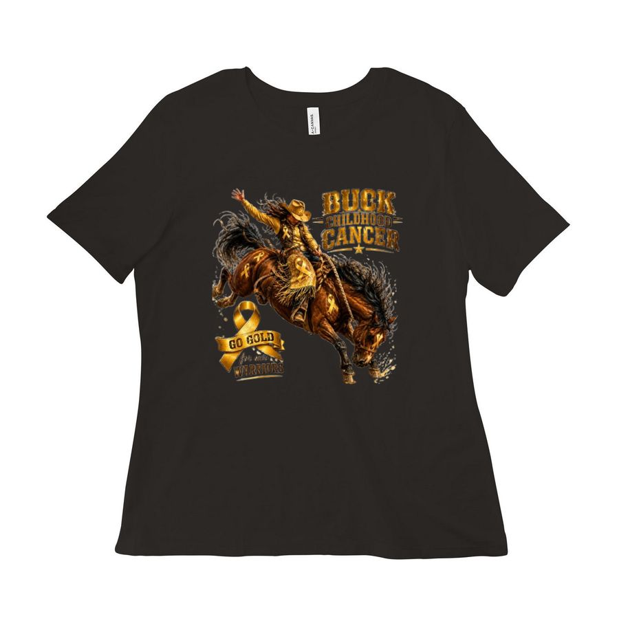 WOMENS and GIRLS Buck Childhood Cancer&nbsp;, a Black Women?s Relaxed Cotton Tee