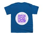 Sunny Ministries Logo- White, QR Code on Back, a Royal Blue Youth Unisex Tee (back-view)