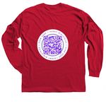 Sunny Ministries Logo- White, QR Code on Back, a Red Classic Long Sleeve Tee (back-view)