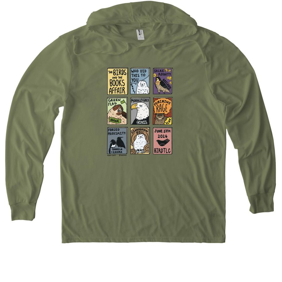 The Birds and The Books Affair, a Olive You Green Allmade Eco Triblend Hoodie Tee