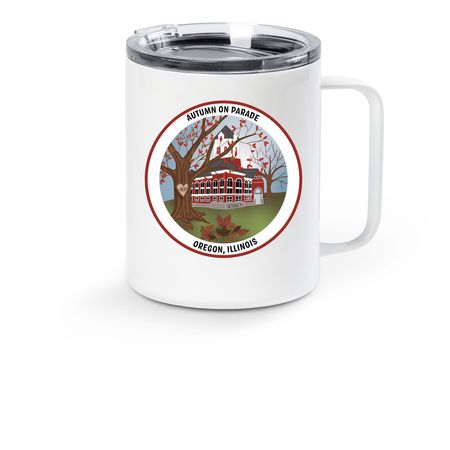 Official AOP Merch, a White Stainless Steel Travel Mug