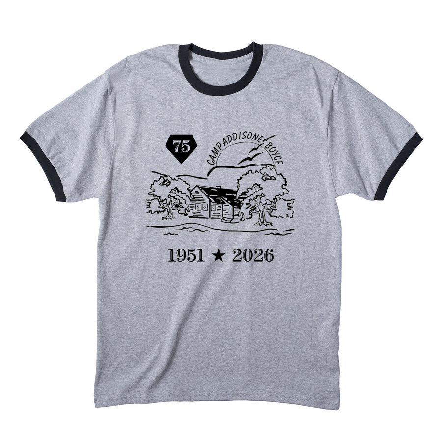 CAB 75th Anniversary Shirt, a Athletic Heather/ Jet Black Cotton Ringer Tee