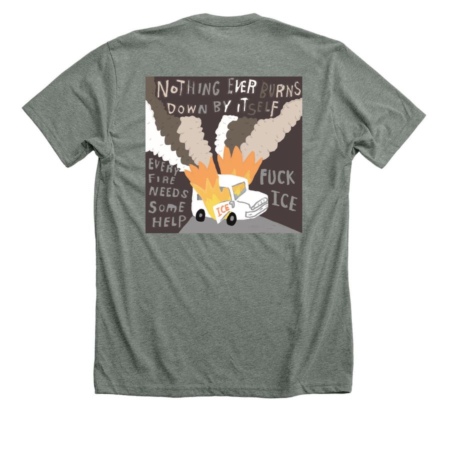 Fuck ICE, a Deep Heather Premium Unisex Tee (back-view)