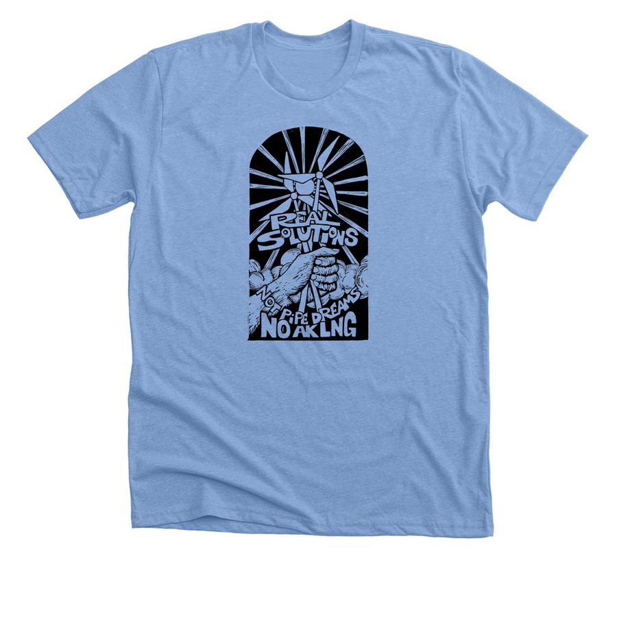 Real Solutions, not Pipe Dreams t-shirt, a Heather Carolina Blue Premium Unisex Tee