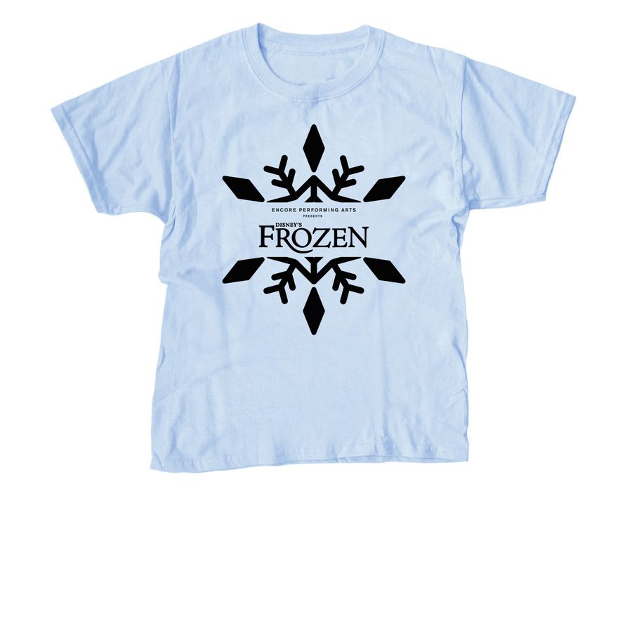 Disney's Frozen - Youth - Black Snowflake, a Light Blue Youth Unisex Tee
