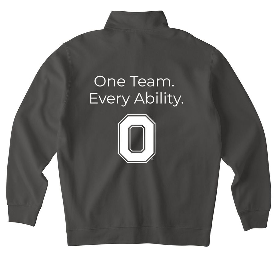 OSU REHAB, a Asphalt Midweight Quarter Zip Pullover (back-view)