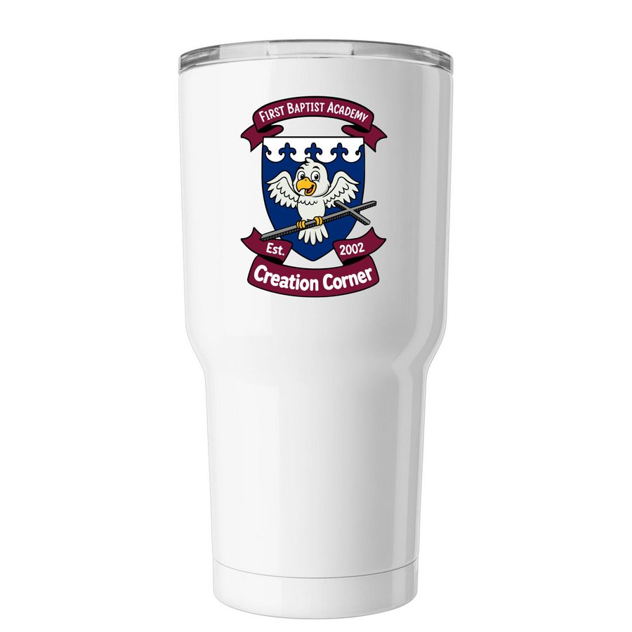 FBA's Creation Corner Tumbler, a White Insulated Tumbler