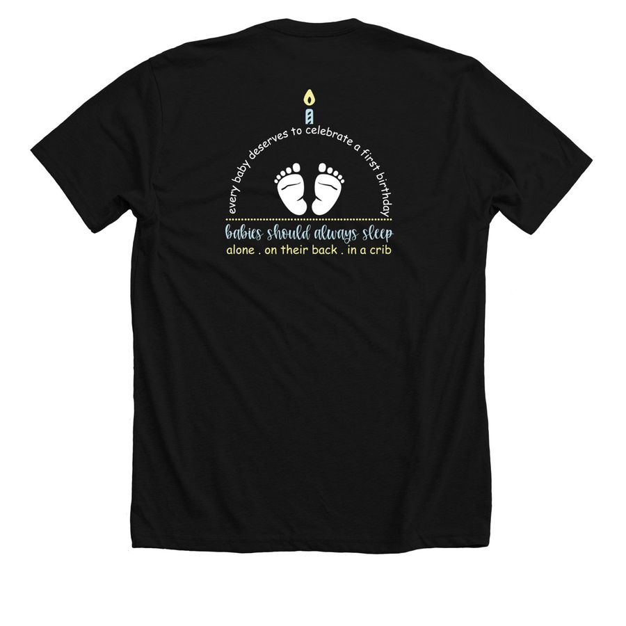 Montgomery County Safe Sleep, a Solid Black Blend Premium Unisex Tee (back-view)
