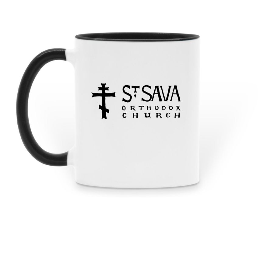 St. Sava Coffee Mug, a Black Two-Tone Ceramic Mug (back-view)